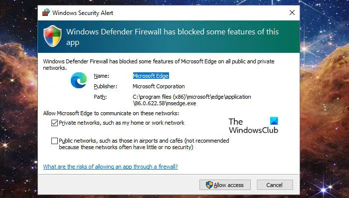 Microsoft Defender blocks Microsoft Edge