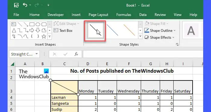 Formatting a line in Excel
