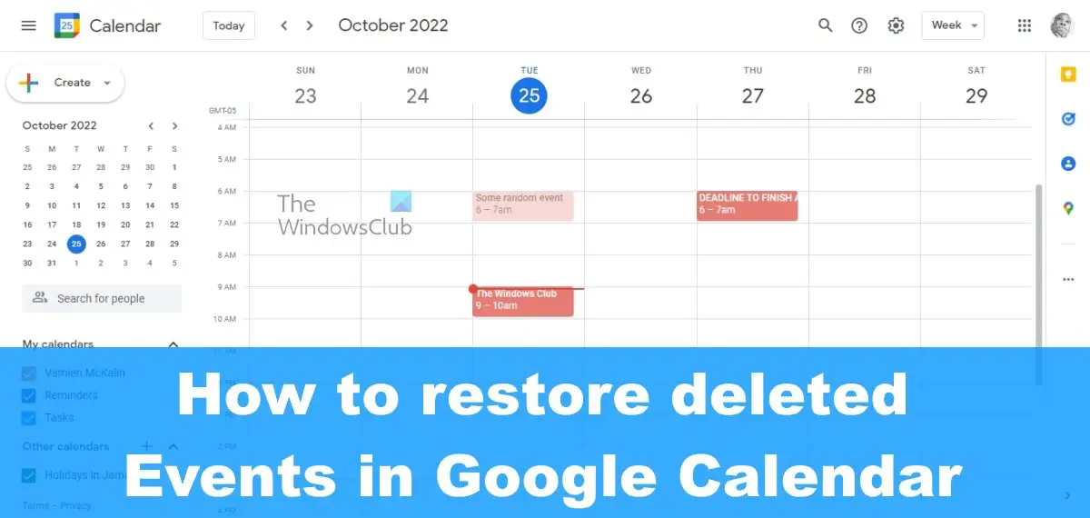 How to restore deleted Events in Google Calendar