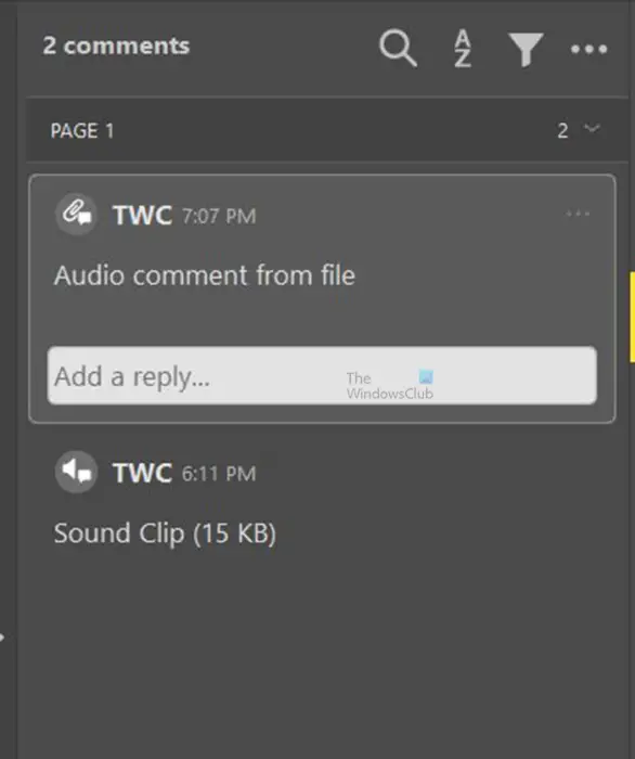 How to add audio comment to Acrobat Reader - Adobe Acrobat comments - right side of window